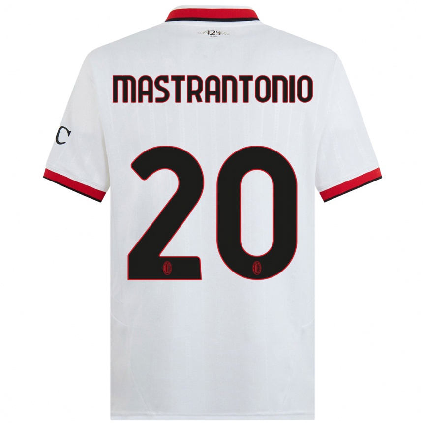 Women Football Davide Mastrantonio #20 White Black Red Away Jersey 2024/25 T-Shirt Nz