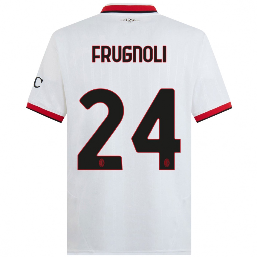 Women Football Leonardo Frugnoli #24 White Black Red Away Jersey 2024/25 T-Shirt Nz