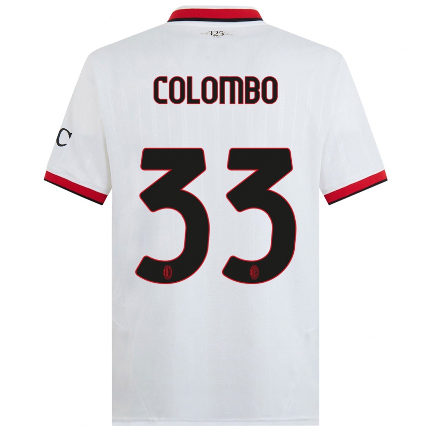 Women Football Federico Colombo #33 White Black Red Away Jersey 2024/25 T-Shirt Nz