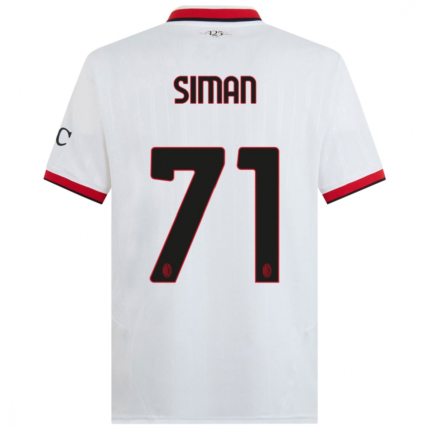 Women Football Alexandru Șiman #71 White Black Red Away Jersey 2024/25 T-Shirt Nz