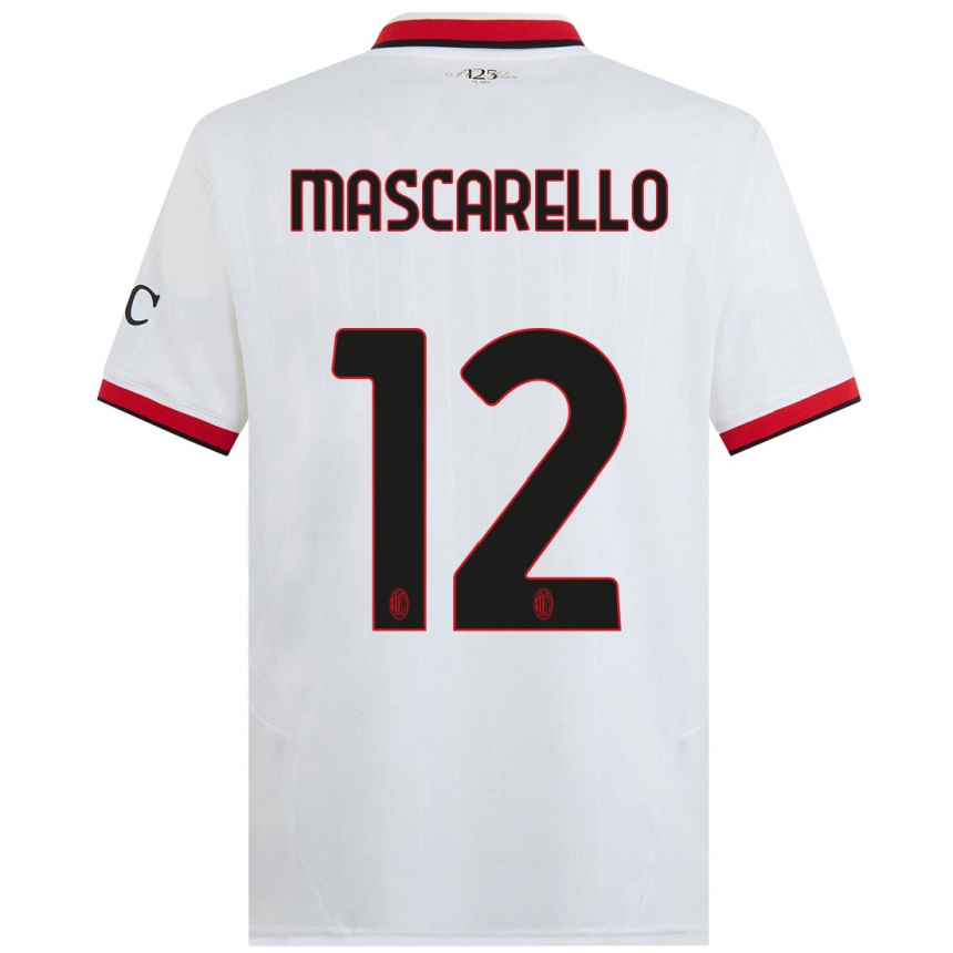 Women Football Marta Mascarello #12 White Black Red Away Jersey 2024/25 T-Shirt Nz