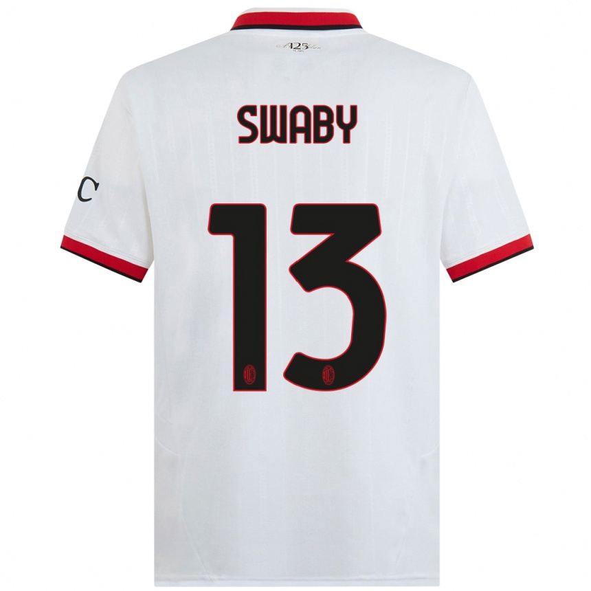 Women Football Allyson Swaby #13 White Black Red Away Jersey 2024/25 T-Shirt Nz