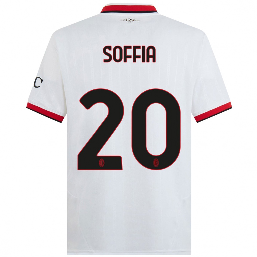 Women Football Angelica Soffia #20 White Black Red Away Jersey 2024/25 T-Shirt Nz