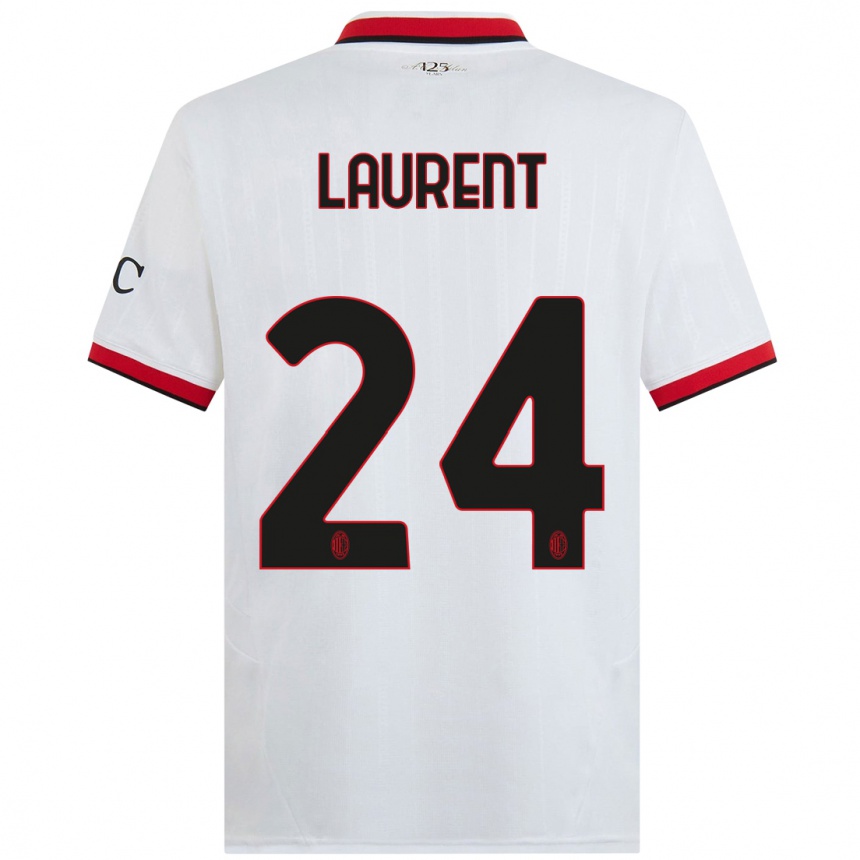 Women Football Emelyne Laurent #24 White Black Red Away Jersey 2024/25 T-Shirt Nz