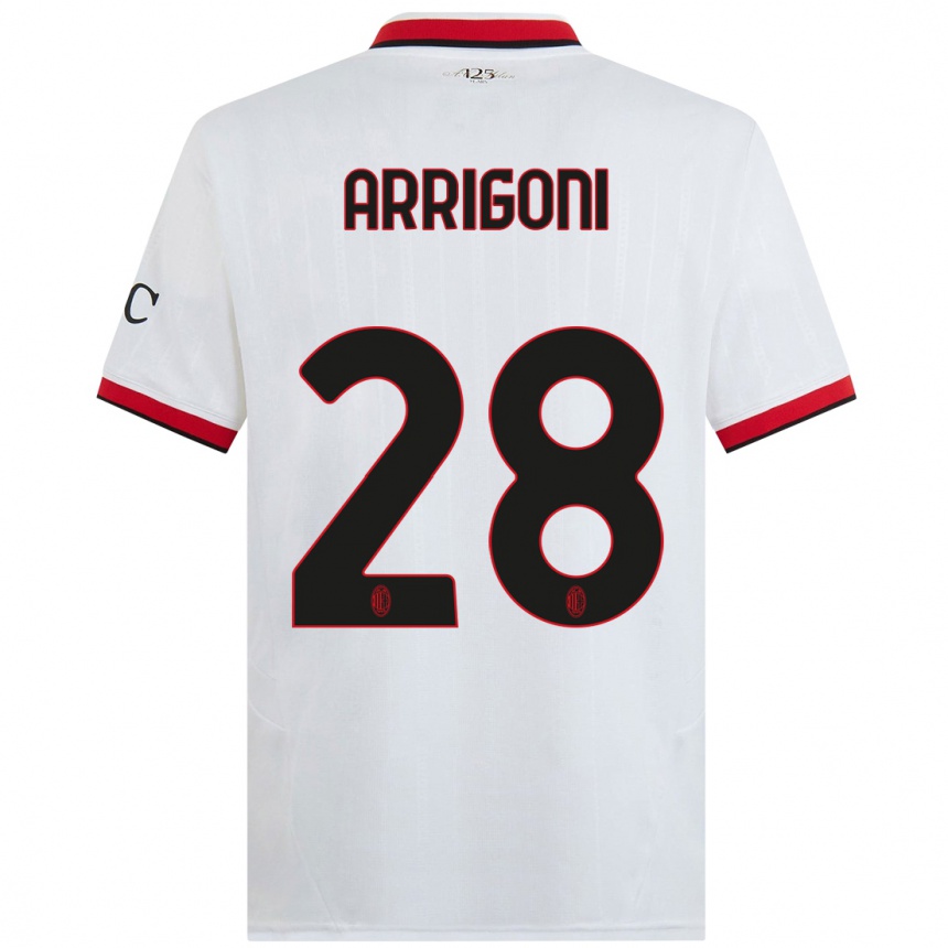 Women Football Giorgia Arrigoni #28 White Black Red Away Jersey 2024/25 T-Shirt Nz