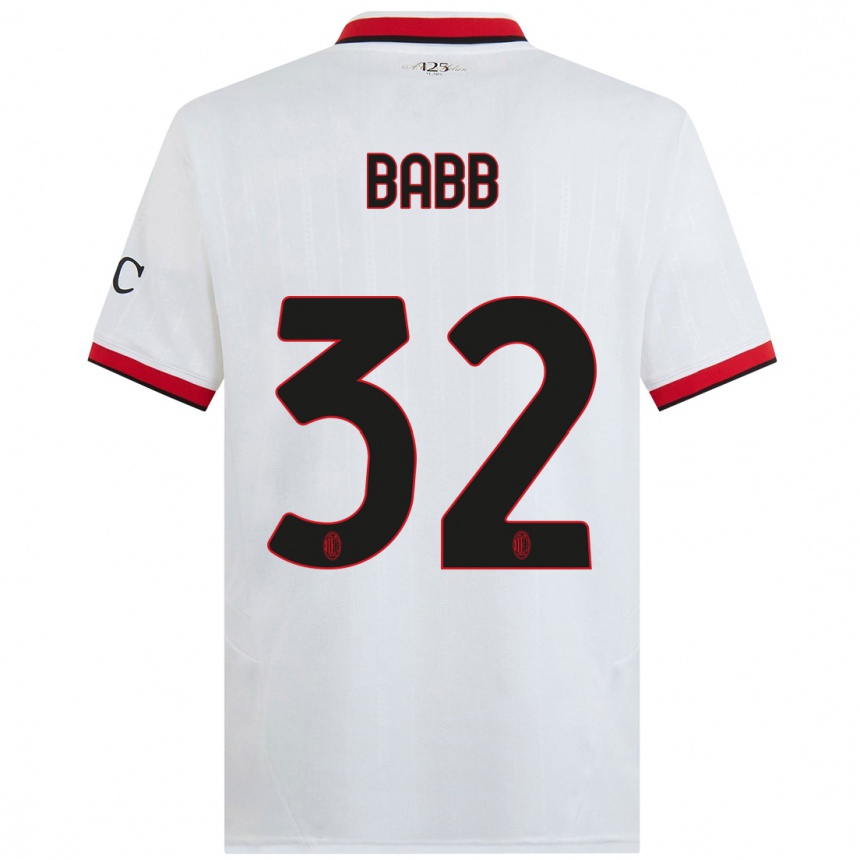 Women Football Selena Delia Babb #32 White Black Red Away Jersey 2024/25 T-Shirt Nz