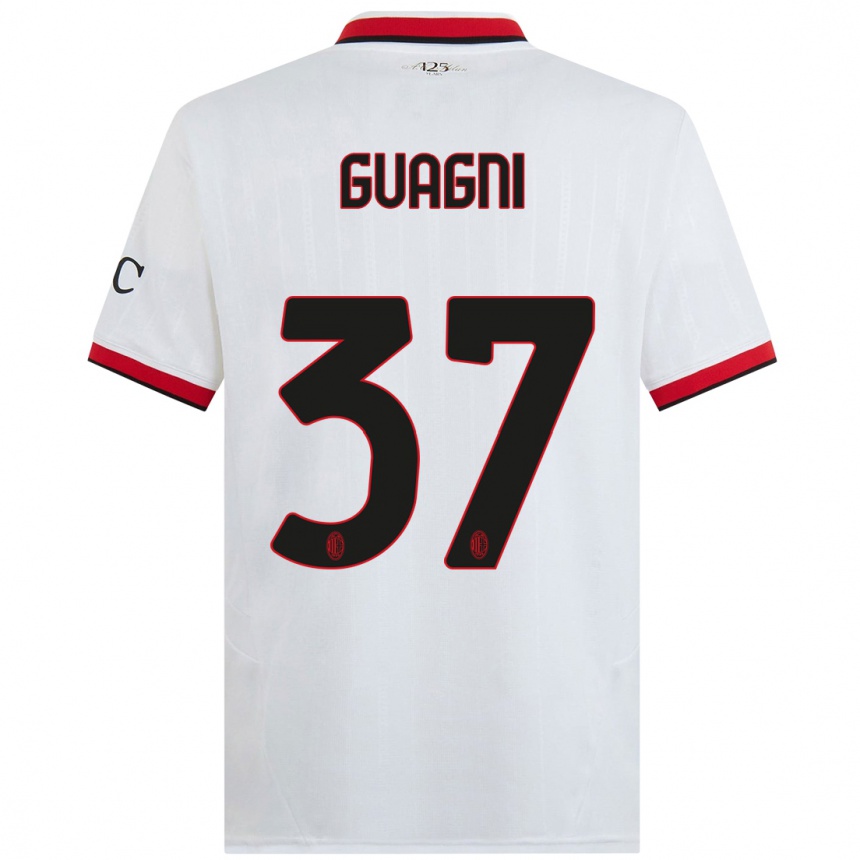 Women Football Alia Guagni #37 White Black Red Away Jersey 2024/25 T-Shirt Nz