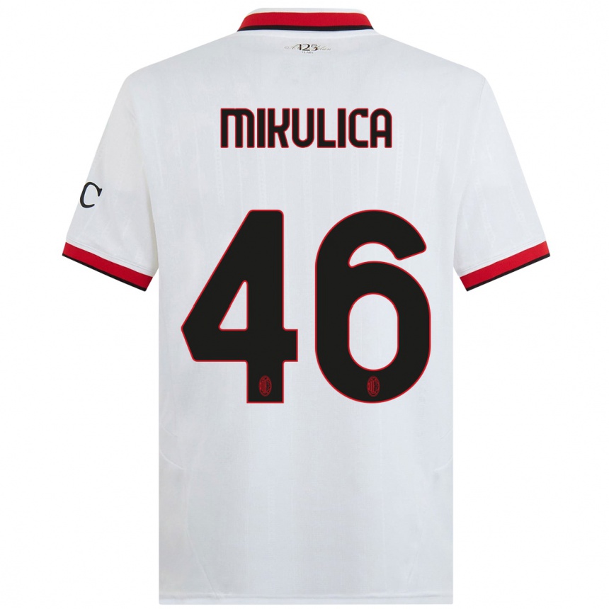 Women Football Petra Mikulica #46 White Black Red Away Jersey 2024/25 T-Shirt Nz