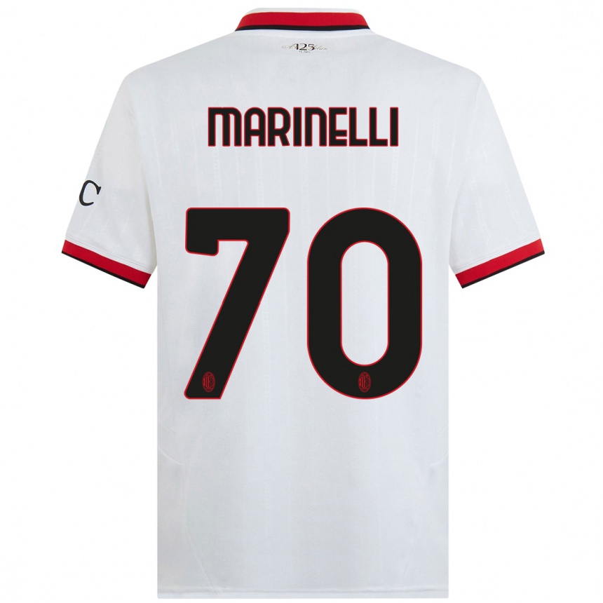 Women Football Gloria Marinelli #70 White Black Red Away Jersey 2024/25 T-Shirt Nz