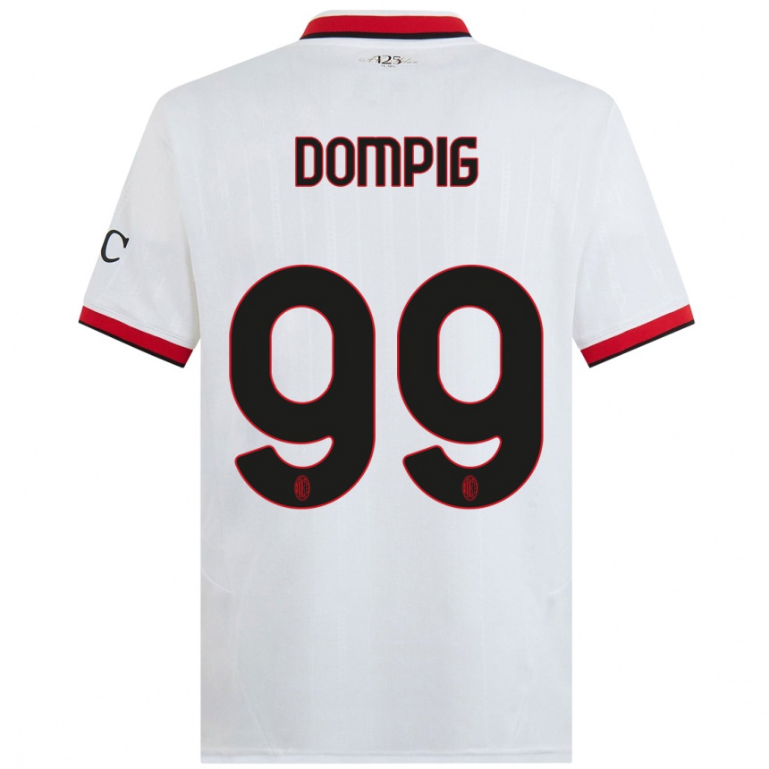 Women Football Chanté Dompig #99 White Black Red Away Jersey 2024/25 T-Shirt Nz