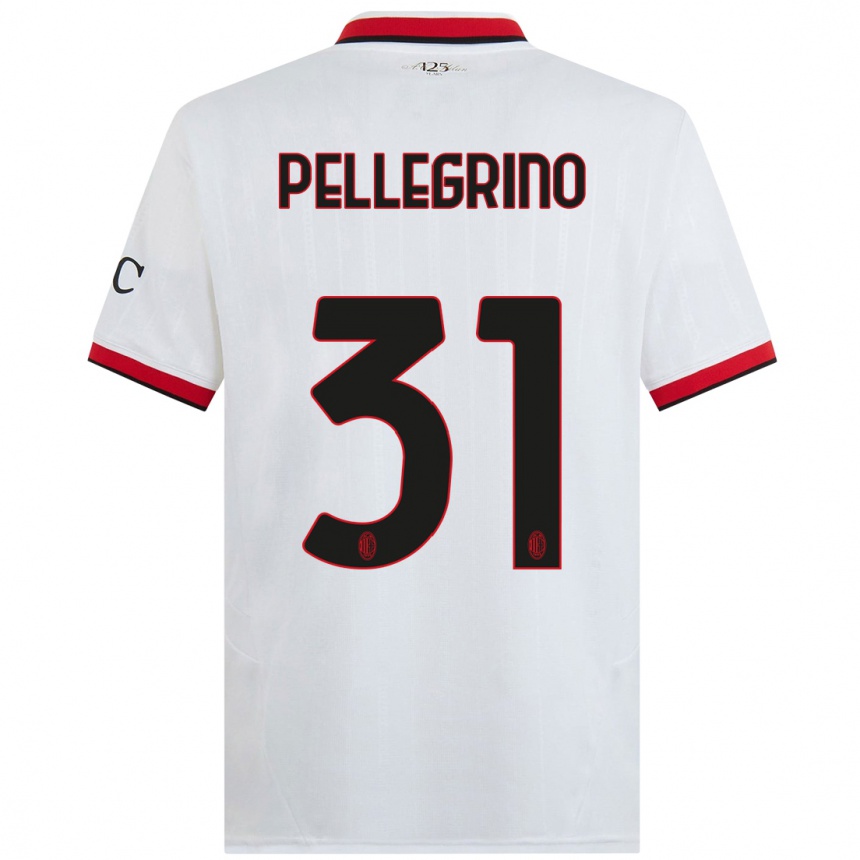 Women Football Marco Pellegrino #31 White Black Red Away Jersey 2024/25 T-Shirt Nz