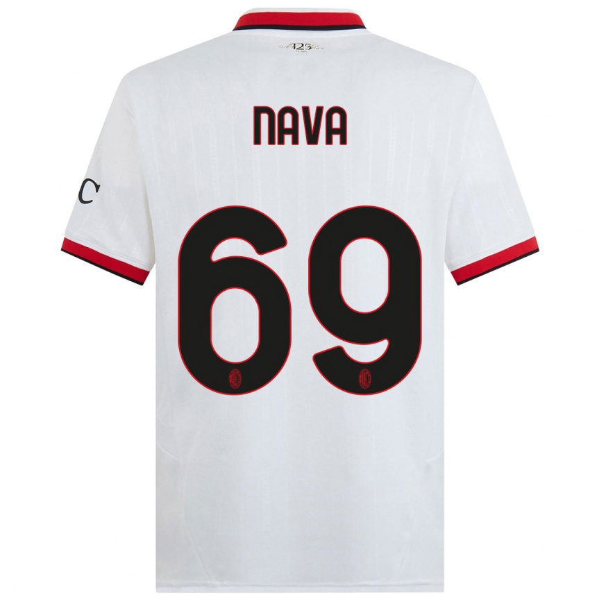 Women Football Lapo Nava #69 White Black Red Away Jersey 2024/25 T-Shirt Nz