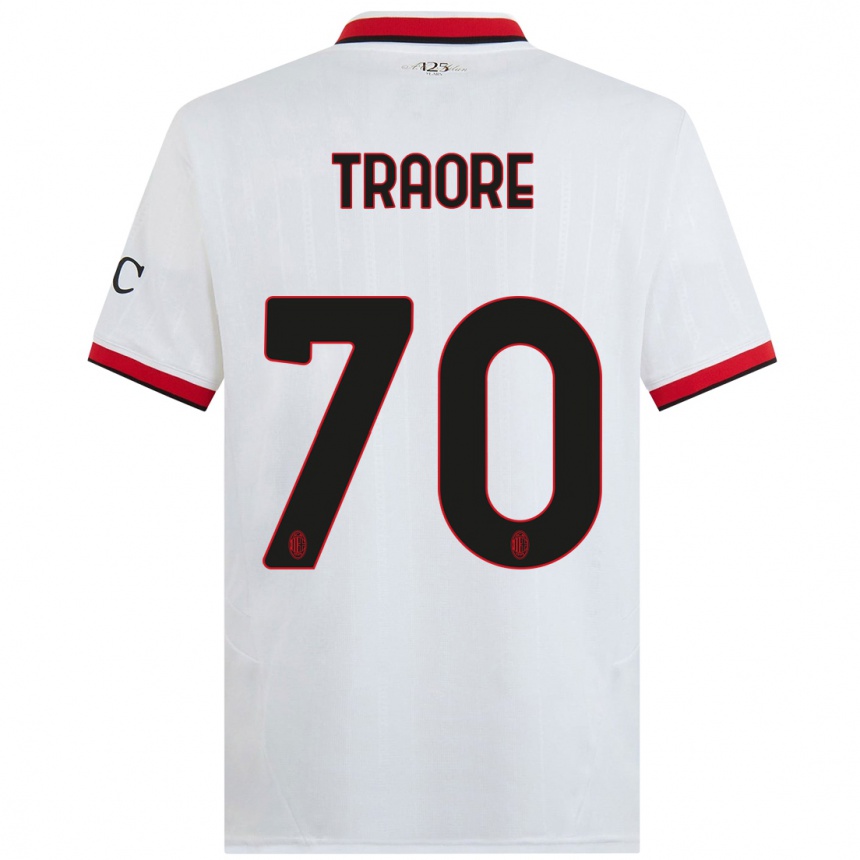 Women Football Chaka Traore #70 White Black Red Away Jersey 2024/25 T-Shirt Nz