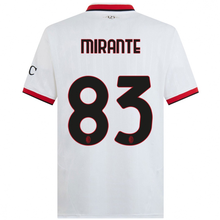 Women Football Antonio Mirante #83 White Black Red Away Jersey 2024/25 T-Shirt Nz