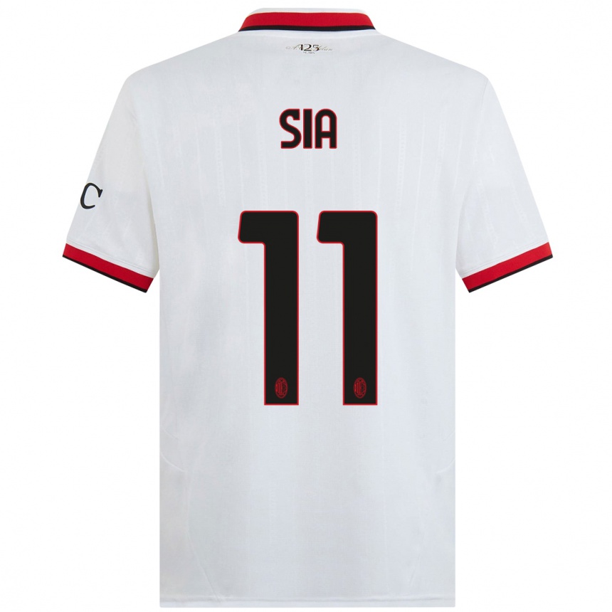 Women Football Diego Sia #11 White Black Red Away Jersey 2024/25 T-Shirt Nz