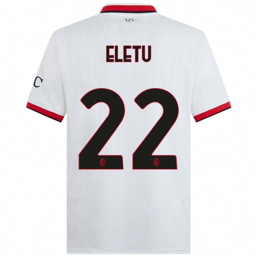 Women Football Victor Eletu #22 White Black Red Away Jersey 2024/25 T-Shirt Nz