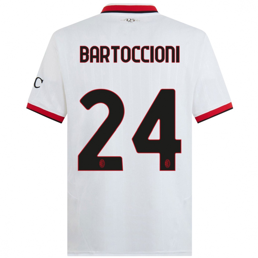 Women Football Andrea Bartoccioni #24 White Black Red Away Jersey 2024/25 T-Shirt Nz