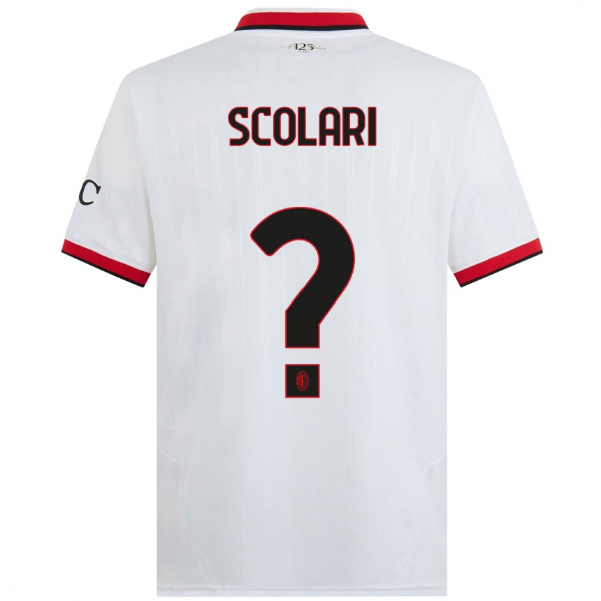 Women Football Davide Scolari #0 White Black Red Away Jersey 2024/25 T-Shirt Nz