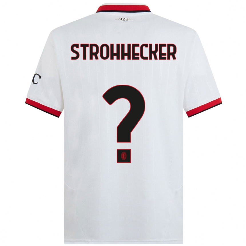 Women Football Riccardo Strohhecker #0 White Black Red Away Jersey 2024/25 T-Shirt Nz