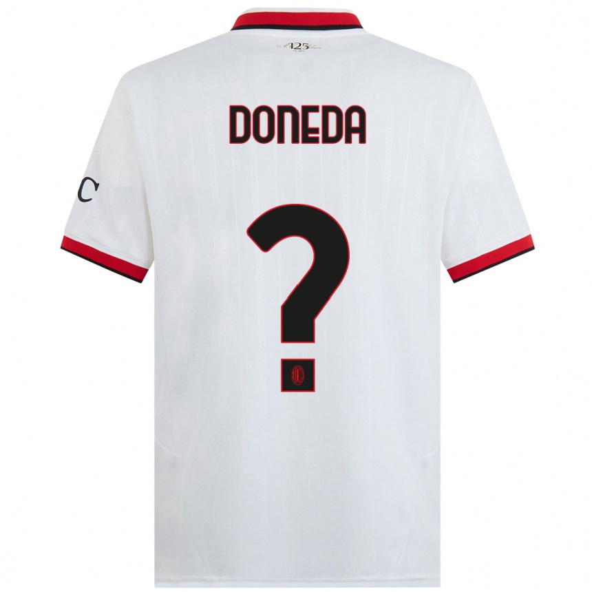 Women Football Paolo Doneda #0 White Black Red Away Jersey 2024/25 T-Shirt Nz