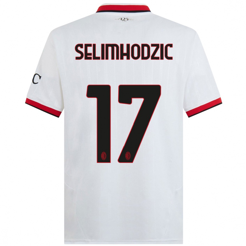 Women Football Noa Selimhodzic #17 White Black Red Away Jersey 2024/25 T-Shirt Nz