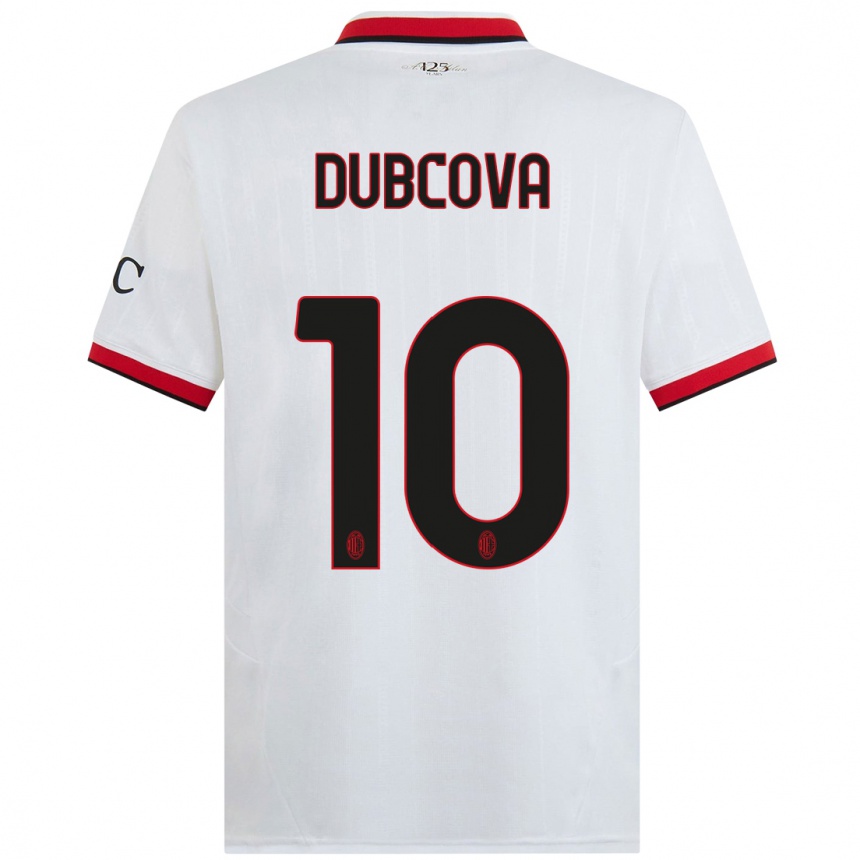 Women Football Kamila Dubcova #10 White Black Red Away Jersey 2024/25 T-Shirt Nz