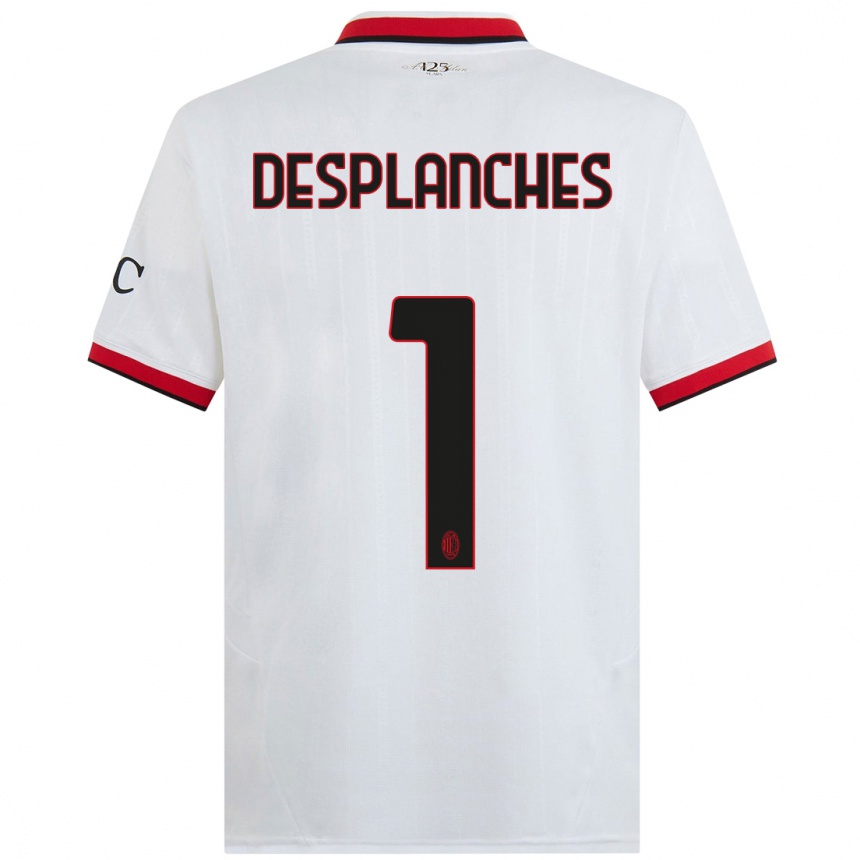 Women Football Sebastiano Desplanches #1 White Black Red Away Jersey 2024/25 T-Shirt Nz