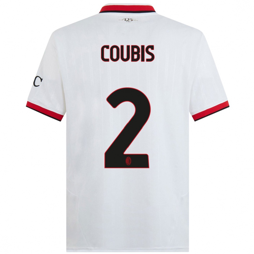 Women Football Andrei Coubis #2 White Black Red Away Jersey 2024/25 T-Shirt Nz