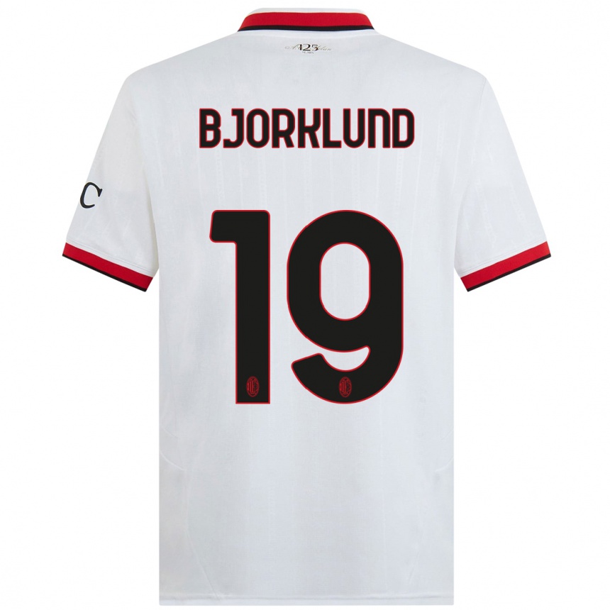 Women Football Lukas Bjorklund #19 White Black Red Away Jersey 2024/25 T-Shirt Nz