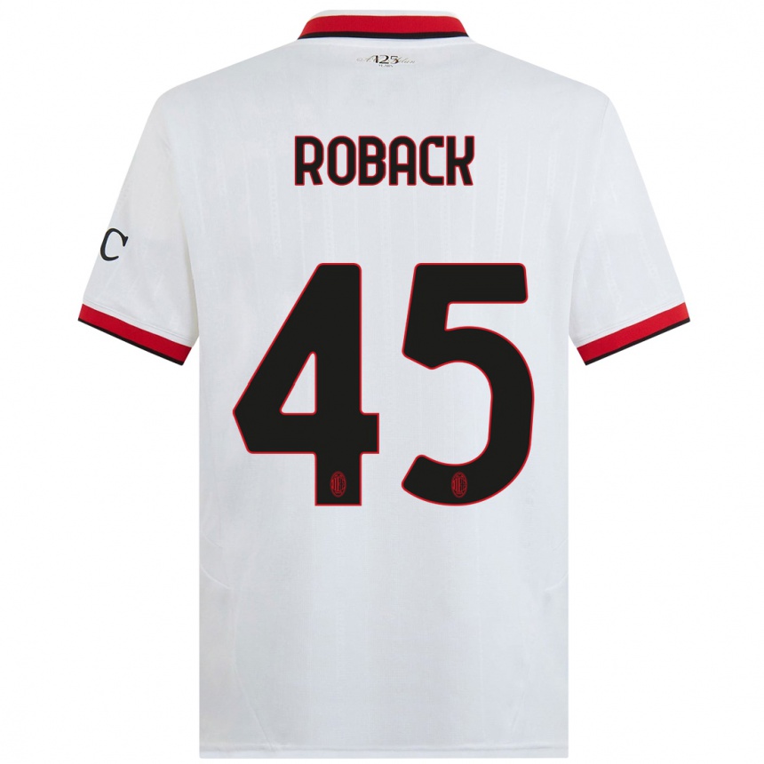 Women Football Emil Roback #45 White Black Red Away Jersey 2024/25 T-Shirt Nz