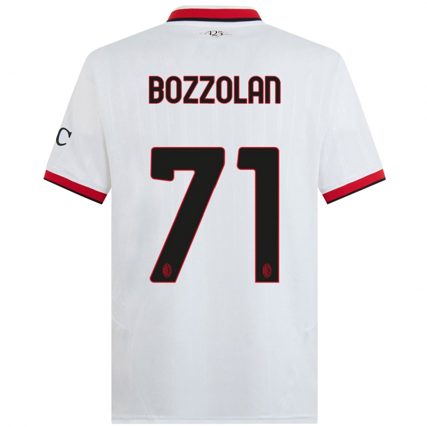 Women Football Andrea Bozzolan #71 White Black Red Away Jersey 2024/25 T-Shirt Nz