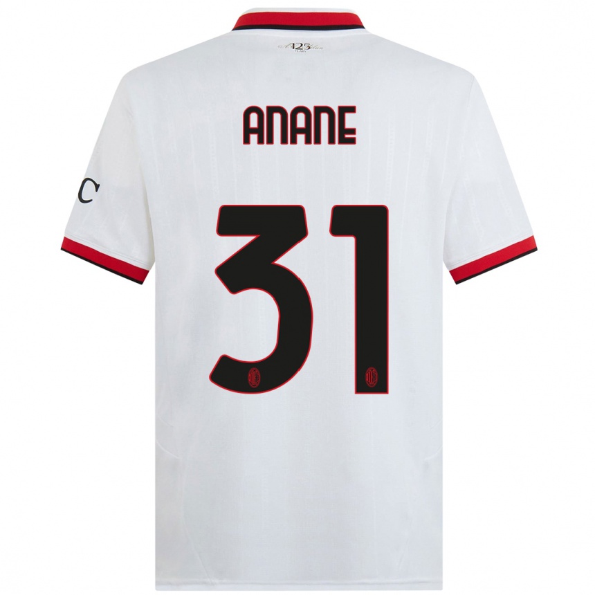 Women Football Emmanuel Anane #31 White Black Red Away Jersey 2024/25 T-Shirt Nz