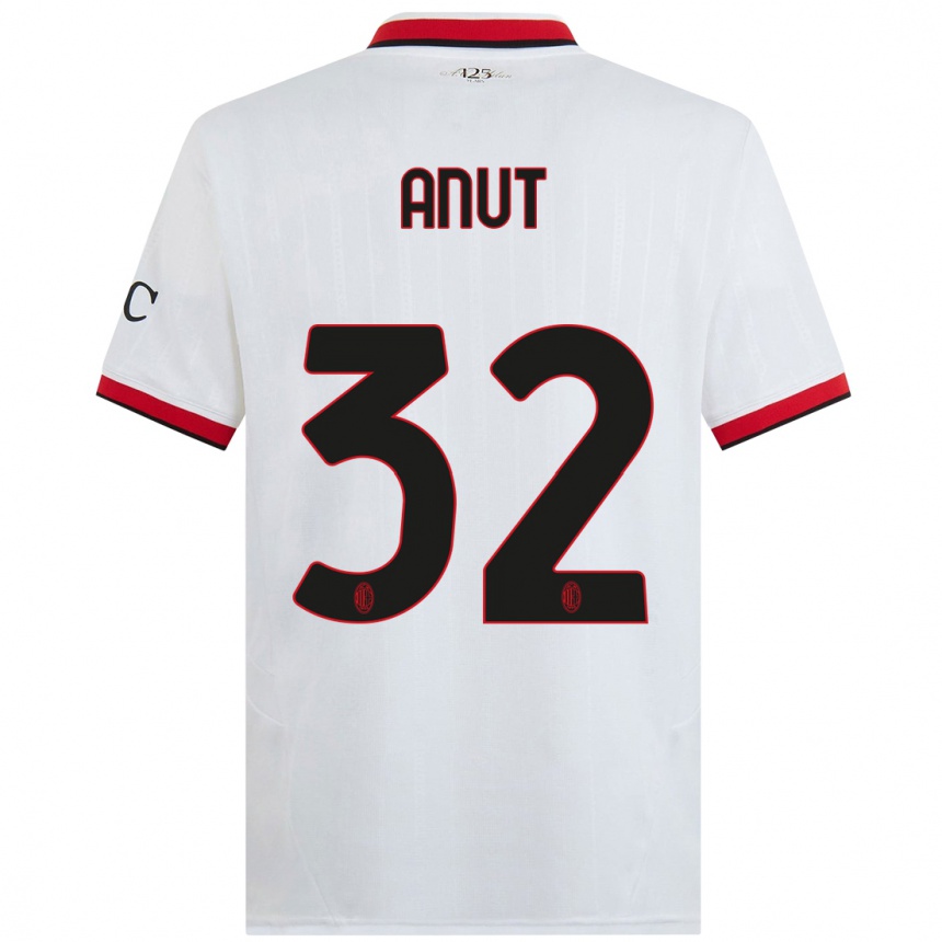 Women Football Niccolo Anut #32 White Black Red Away Jersey 2024/25 T-Shirt Nz