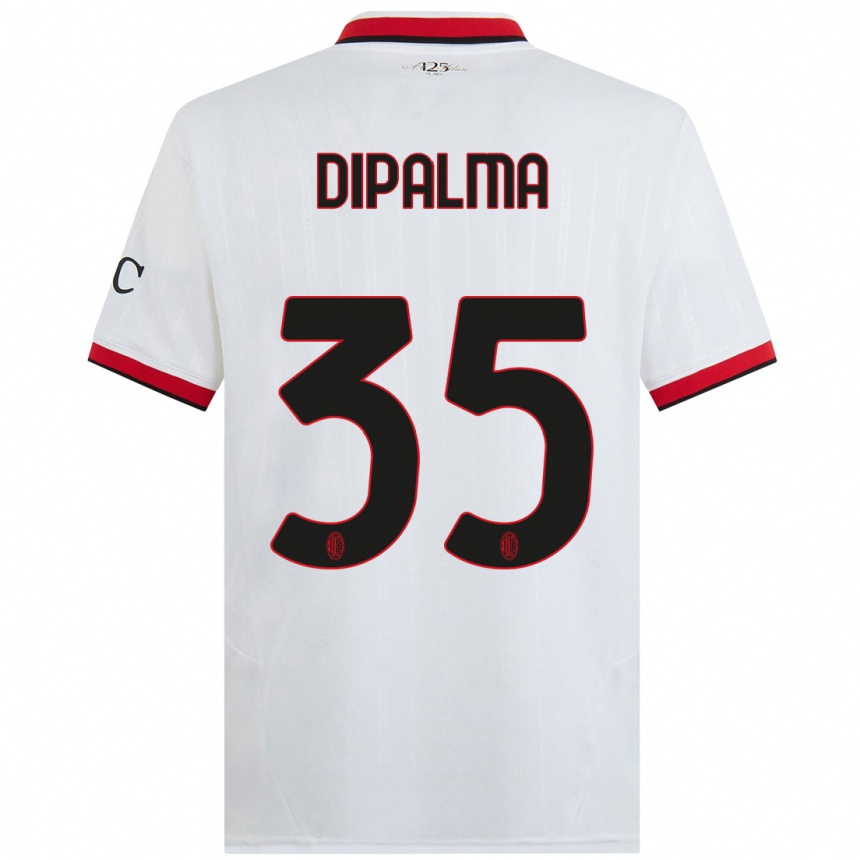 Women Football Matteo Dipalma #35 White Black Red Away Jersey 2024/25 T-Shirt Nz