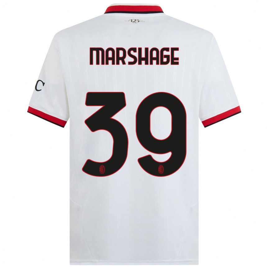 Women Football Wilgot Marshage #39 White Black Red Away Jersey 2024/25 T-Shirt Nz