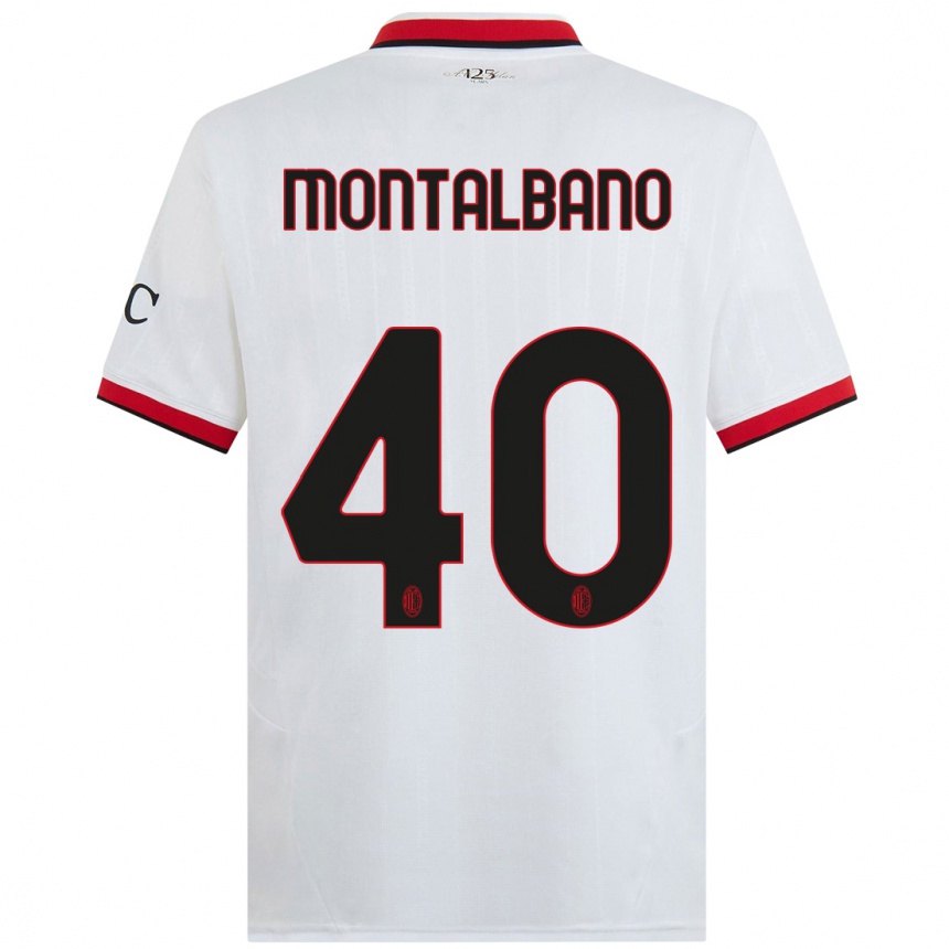 Women Football Nicolo Montalbano #40 White Black Red Away Jersey 2024/25 T-Shirt Nz