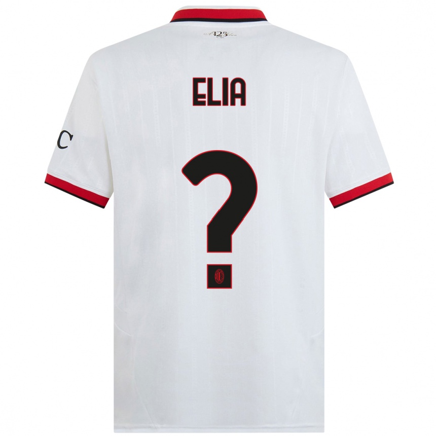 Women Football Emanuele Elia #0 White Black Red Away Jersey 2024/25 T-Shirt Nz