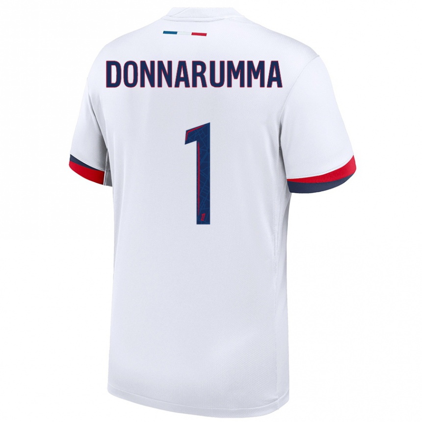 Women Football Gianluigi Donnarumma #1 White Blue Red Away Jersey 2024/25 T-Shirt Nz