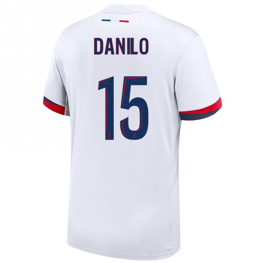 Women Football Danilo Pereira #15 White Blue Red Away Jersey 2024/25 T-Shirt Nz