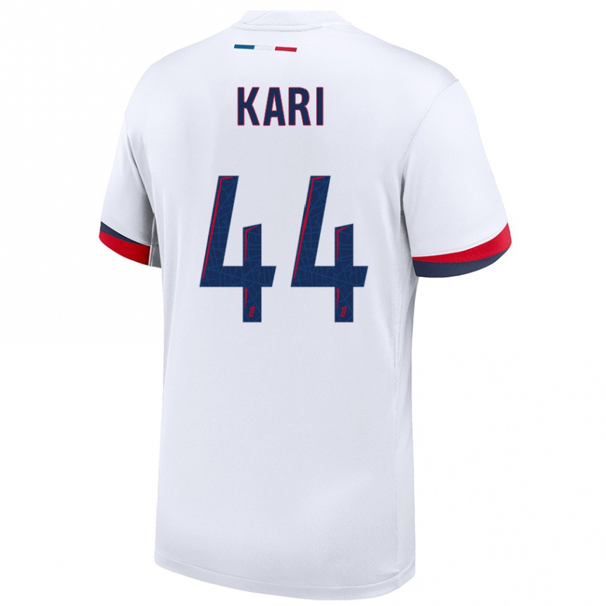 Women Football Ayman Kari #44 White Blue Red Away Jersey 2024/25 T-Shirt Nz