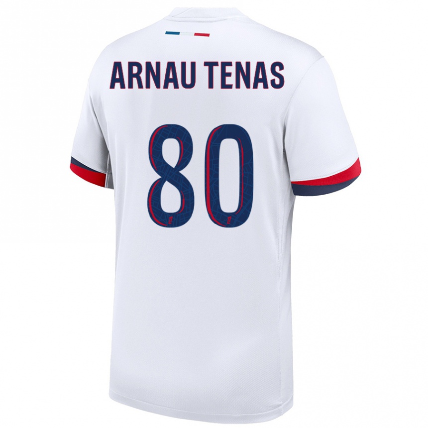 Women Football Arnau Tenas #80 White Blue Red Away Jersey 2024/25 T-Shirt Nz