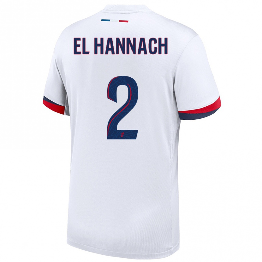 Women Football Naoufel El Hannach #2 White Blue Red Away Jersey 2024/25 T-Shirt Nz