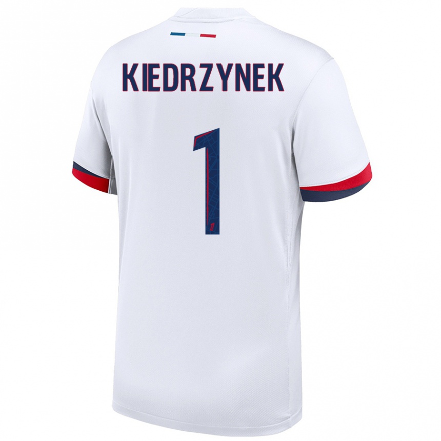 Women Football Katarzyna Kiedrzynek #1 White Blue Red Away Jersey 2024/25 T-Shirt Nz