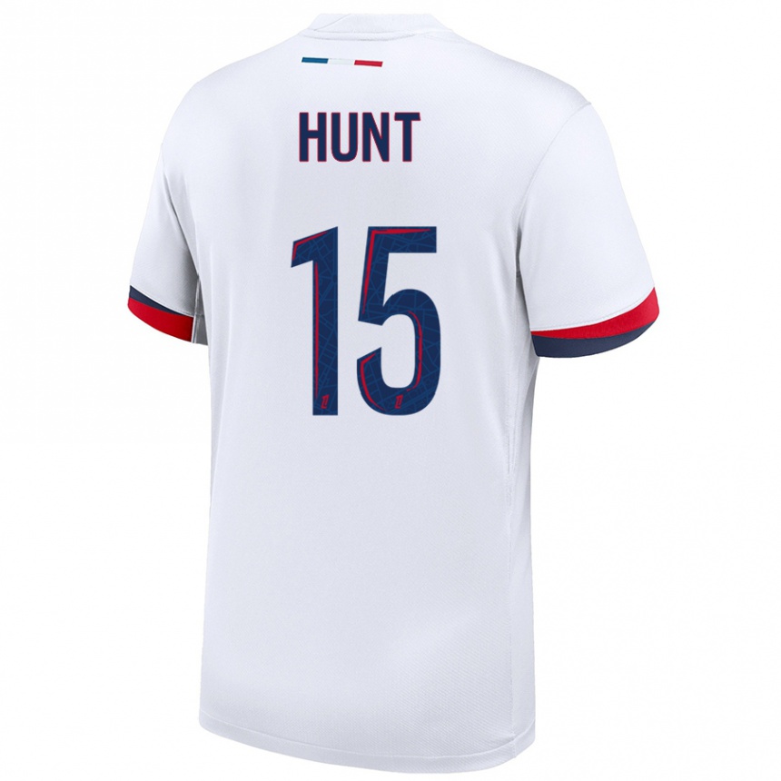 Women Football Clare Hunt #15 White Blue Red Away Jersey 2024/25 T-Shirt Nz