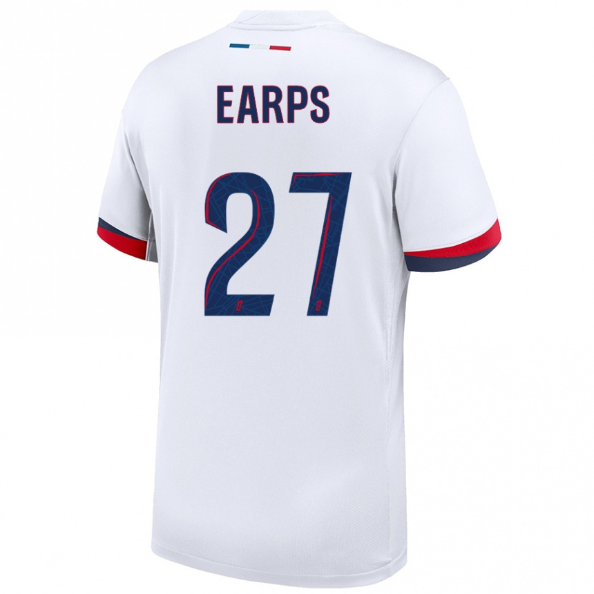 Women Football Mary Earps #27 White Blue Red Away Jersey 2024/25 T-Shirt Nz