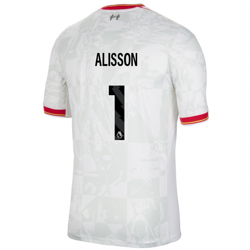 Women Football Alisson #1 White Red Black Third Jersey 2024/25 T-Shirt Nz