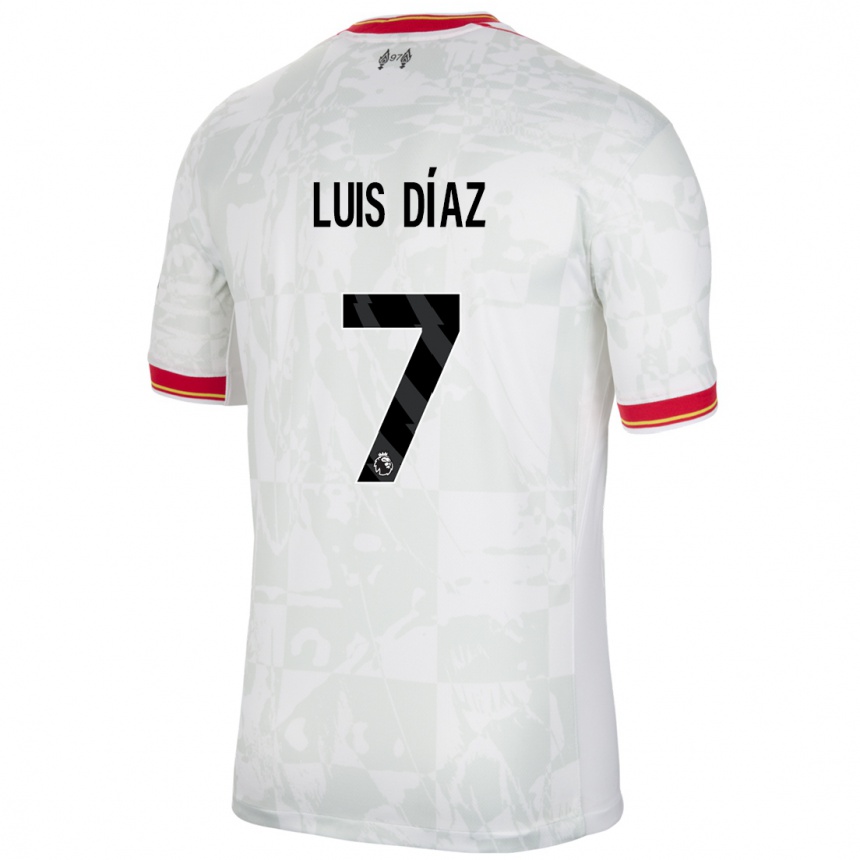 Women Football Luis Diaz #7 White Red Black Third Jersey 2024/25 T-Shirt Nz