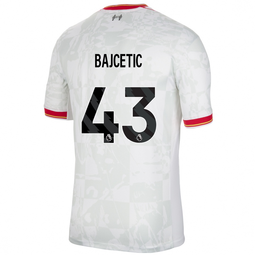 Women Football Stefan Bajcetic #43 White Red Black Third Jersey 2024/25 T-Shirt Nz