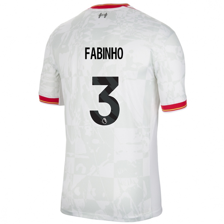 Women Football Fabinho #3 White Red Black Third Jersey 2024/25 T-Shirt Nz