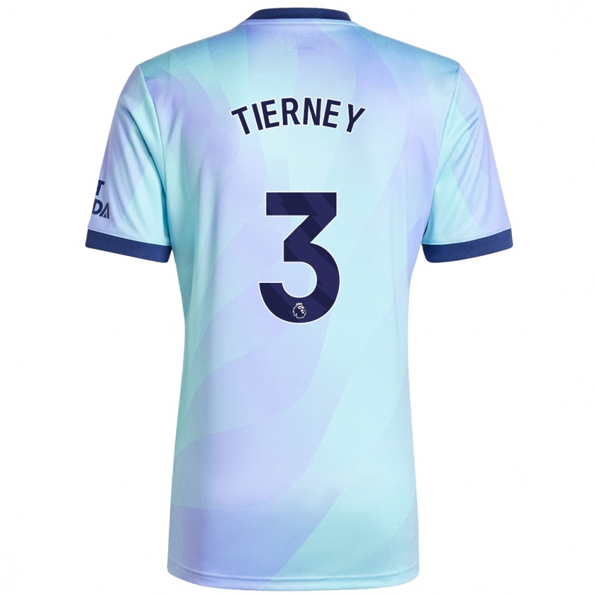 Women Football Kieran Tierney #3 Aqua Third Jersey 2024/25 T-Shirt Nz